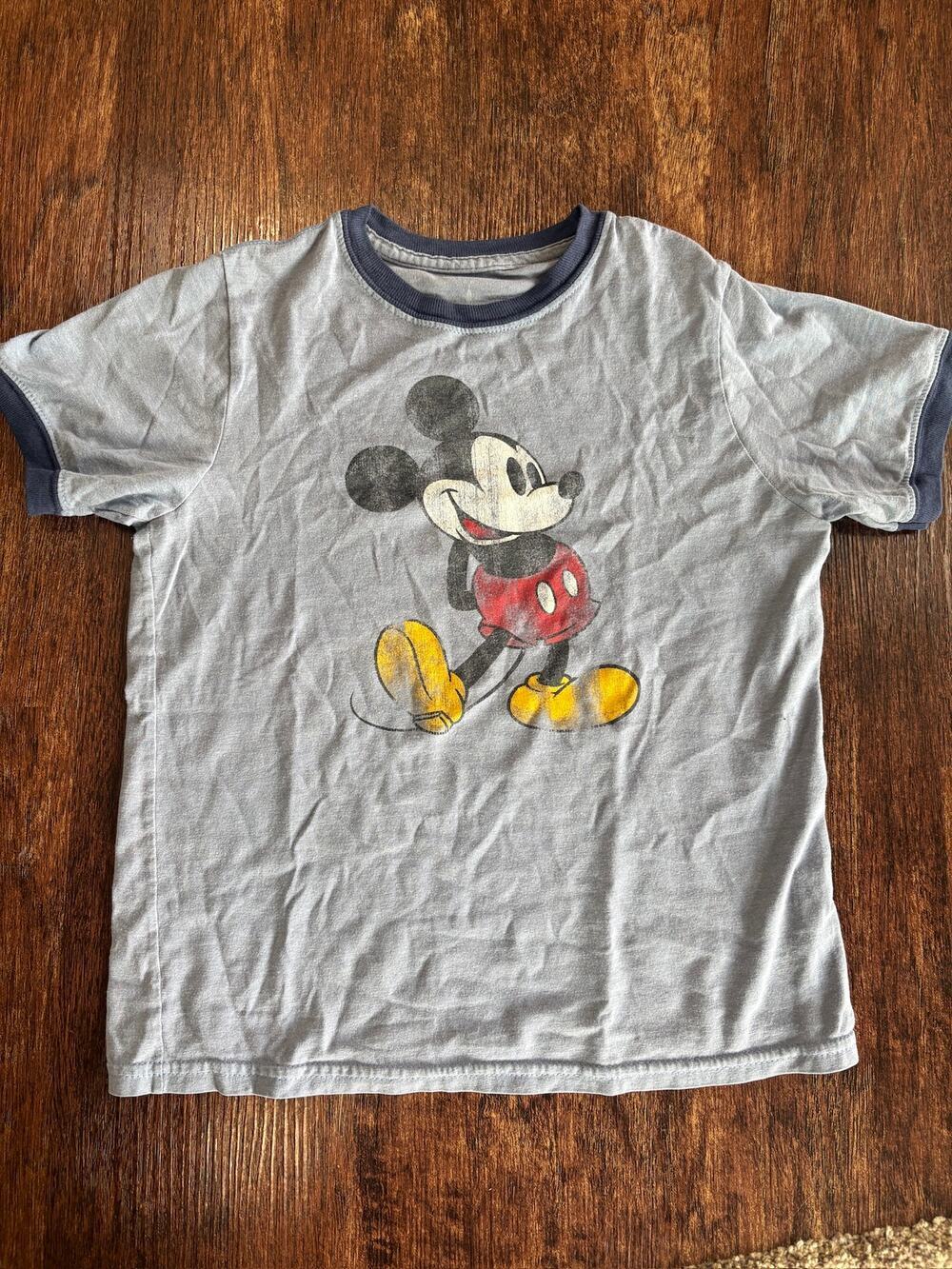 Vintage Disney Parks Navy Blue Ringer Mickey Mouse Hanes Youth T-Shirt Small GUC